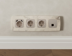 MO369010 Комплект механизма электрической розетки OMEGA Серо-бежевый матовый 2USB A+A 18W (быстрая зарядка) с/з QUANT (OP3690, VM155)