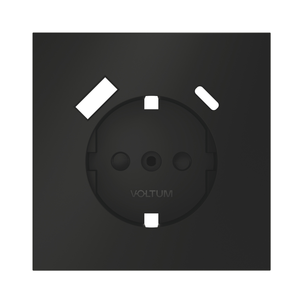 Накладка для розетки с заземлением и защитными шторками, с USB A+C, S70 (черный матовый)
