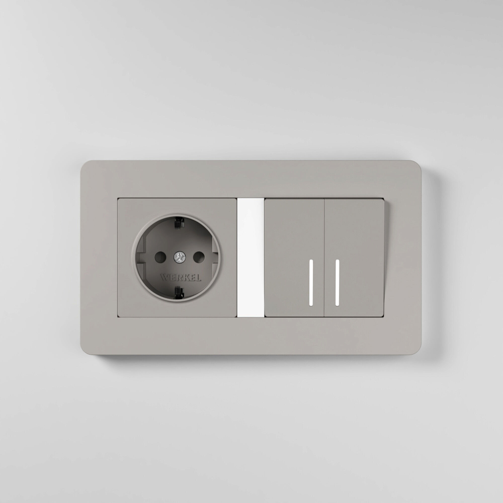 Рамка из поликарбоната на 2 поста Split дымчатый/белый, soft-touch W0023067