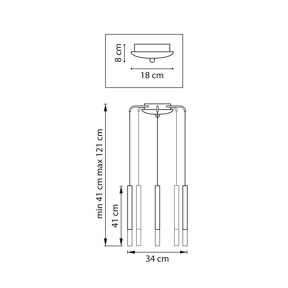 L5T747143 Люстра TUBO LED 25W 1400LM 360G ЗОЛОТО 4000K (574723+747143 (5шт)