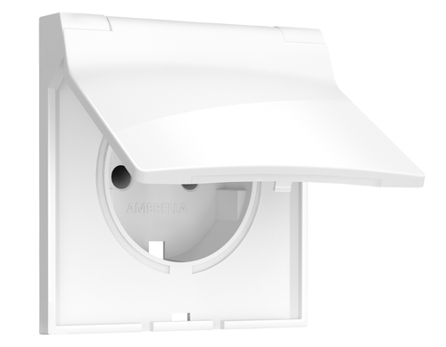 Купить SP1080 Лицевая панель SIGMA (Белый глянец) для электрической розетки с/з со шторками и крышкой IP44 QUANT PRO