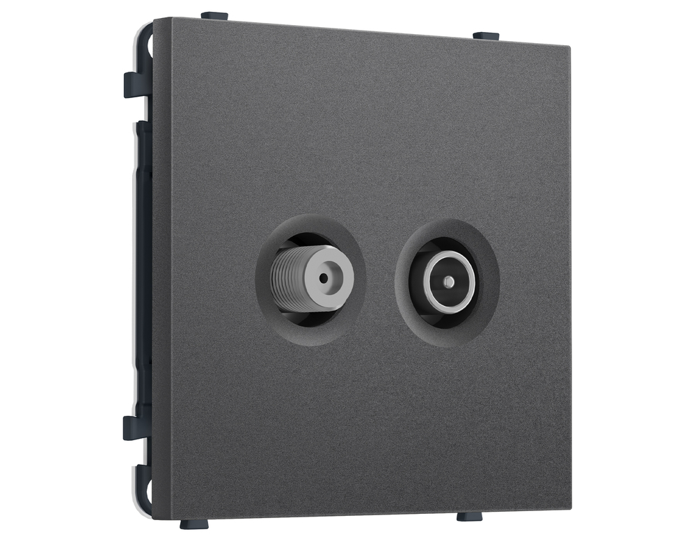 MS663310 Комплект механизма розетки TV оконечной + SAT SIGMA Антрацит серый 5-862MHz 3.5dB/950-2150MHz 3.8dB QUANT PRO (SP6633, PR217)