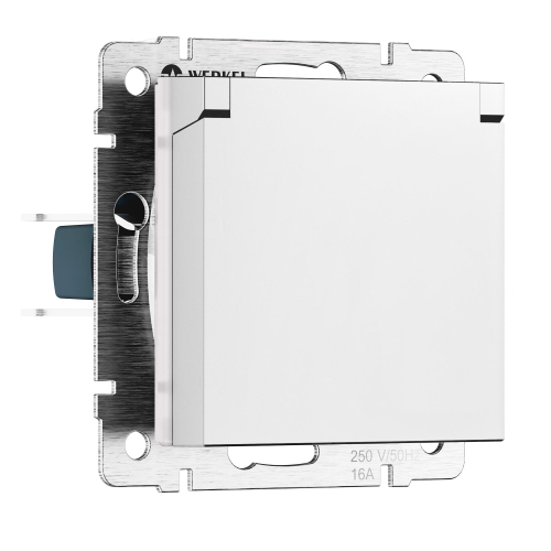 Купить Розетка с заземлением и шторками c крышкой IP44 N (белый матовый) W1171261