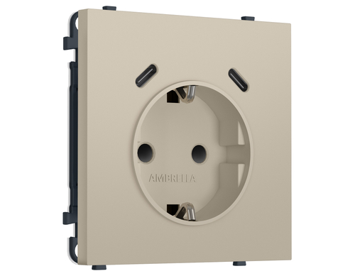 Купить MS350510 Комплект механизма электрической розетки SIGMA Кашемир 2USB С+C 20W (быст. зар.) с/з с/ш 16A-250V QUANT PRO (SP3505, PR165)