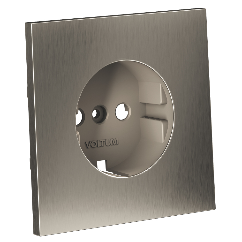 Накладка для розетки с заземлением, S70 Metal (никель)