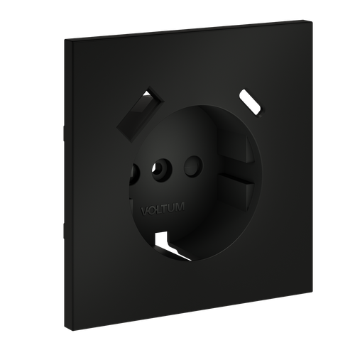 Купить Накладка для розетки с заземлением и защитными шторками, с USB A+C, S70 (черный матовый)