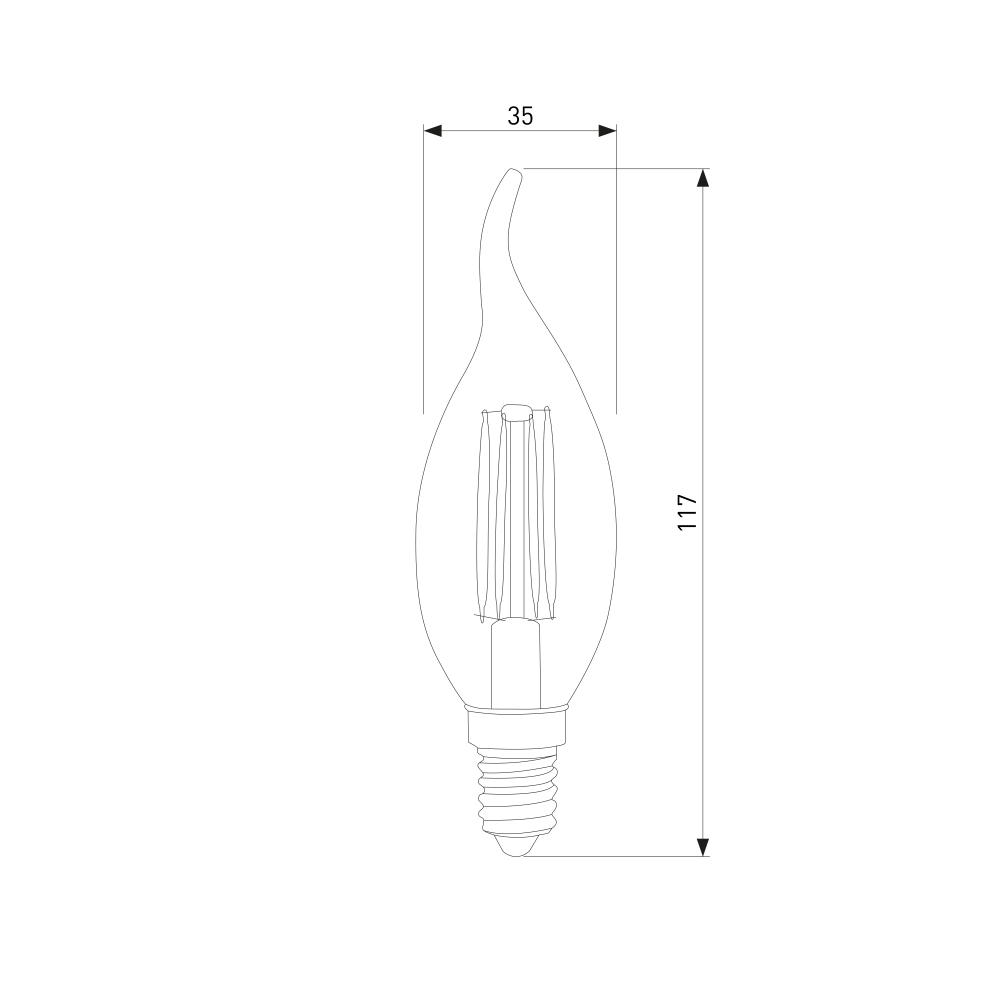 Филаментная светодиодная лампа Dimmable "Свеча на ветру" CW35 5W 4200K E14 BLE1424