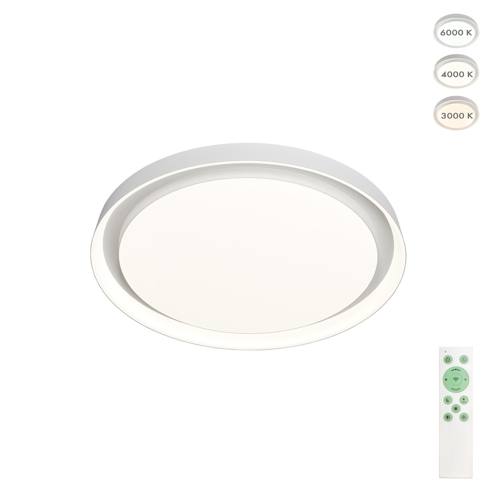 DK6515-WH Накладной светильник, LED, 40W, IP 20, 3000K - 6500K, белый, металл, полимер