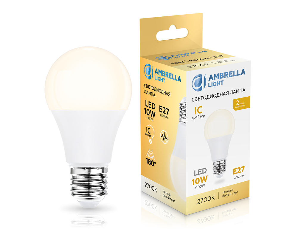 601003 LED A60 10W IC E27 2700K 175-265V
