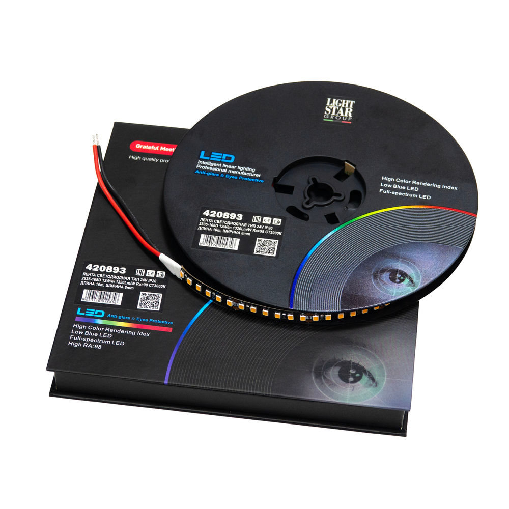 420893 Лента LIGHTSTAR LED 24V 12W/M 110Lm/W 3000K IP20 1шт = 10м