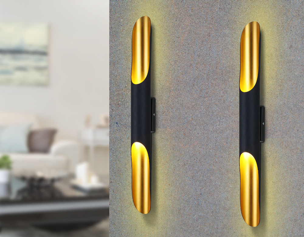 FW237/2 BK/GD черный/золото G9/2 max 40W 600*60*80  (лампы LED G9 7W 4200K в комплекте)