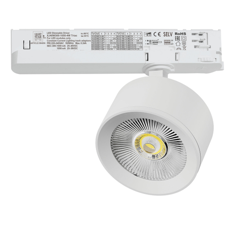 Купить A5546TRIAC Светильник ALTA PRO для трековой системы Quattro с управлением TRIAC LED 15W 1700LM 36G БЕЛЫЙ 4000K с адаптером (215546 + 594056)