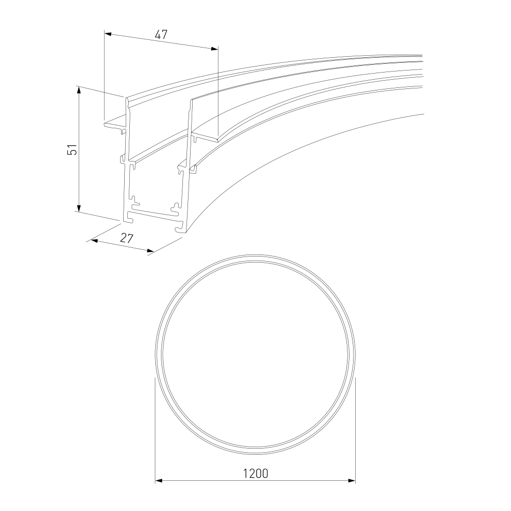 Slim Magnetic Встраиваемый радиусный шинопровод черный ⌀ 1200мм 85159/00 85159/00