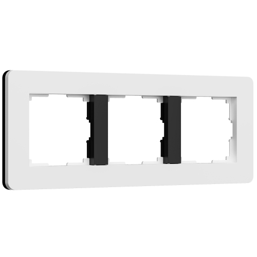 Купить Рамка из поликарбоната на 3 поста Split белый/черный, soft-touch W0033068