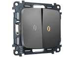 MO654010 Комплект механизма 2-кл выключателя с подсветкой 3200K OMEGA Антрацит серый QUANT (OP6540, VM115, G11Y)