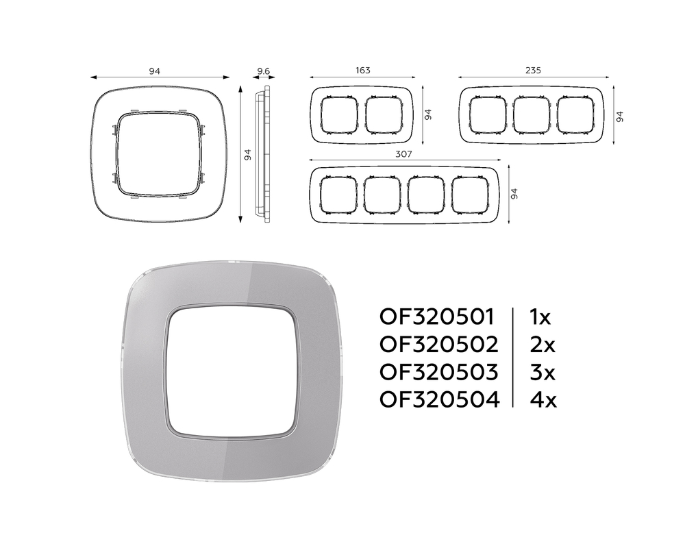 OF320503 Рамка OMEGA Radian (Сталь Стекло органическое) 3-ая