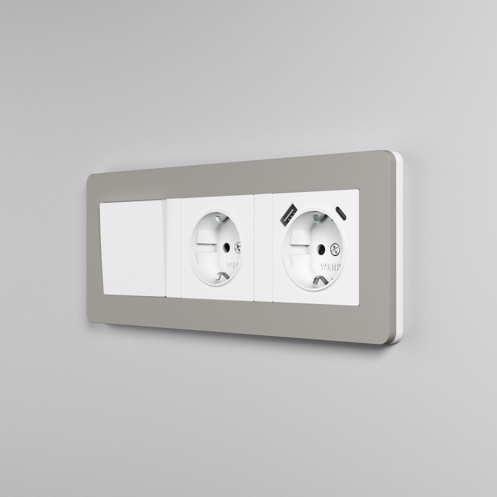 Рамка из поликарбоната на 3 поста Split дымчатый/белый, soft-touch W0033067
