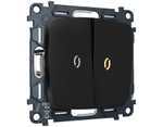 MO804010 Комплект механизма 2-кл выключателя с подсветкой 3200K OMEGA Черный матовый QUANT (OP8040, VM115, G11Y)