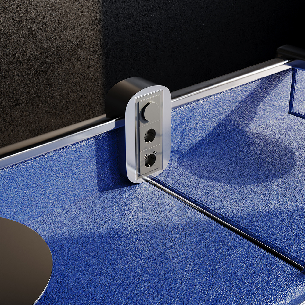 Накладка для розетки с заземлением и защитными шторками, с USB A+A, S70 (титан)