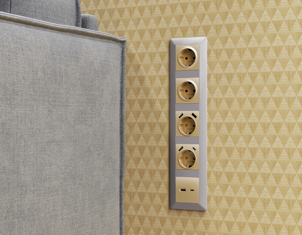 MA609010 Комплект механизма электрической розетки ALFA Шампань 2USB A+A 18W (быстрая зарядка) с/з QUANT (AP6090, VM155)