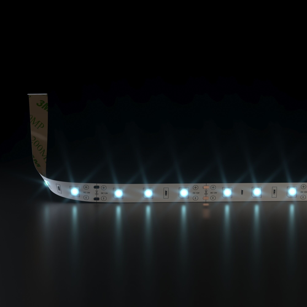 Комплект светодиодной ленты 12 В 4,8 Вт/м 60 Led/м 2835 IP20, холодный белый свет 6500К, 5 м Набор светодиодной ленты 12V 4,8W 60Led 2835 IP20 холодный белый, 5м