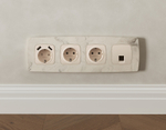 MO332005 Комплект механизма компьютерной розетки RJ-45 экранированной с автоматической защитной шторкой OMEGA Бежевый матовый QUANT (OP3320, VM185)