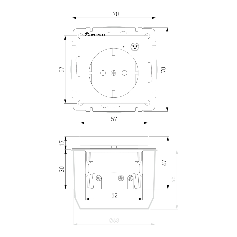 Умная встраиваемая розетка Werkel Wi-Fi 3500W IP20 W1171608 черный матовый