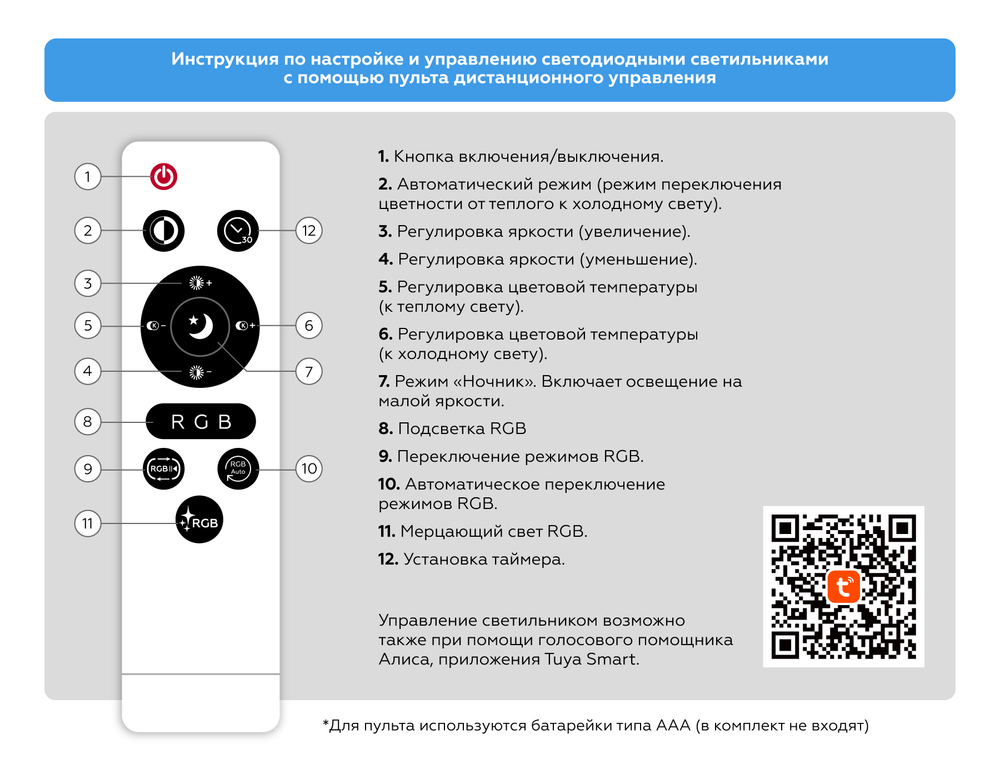 FZ2001 WH белый IP54 20W 3000K-6500K+RGB Wi-Fi Алиса/Tuya/Smart Home/Alexa D300*55 (ПДУ ИК)