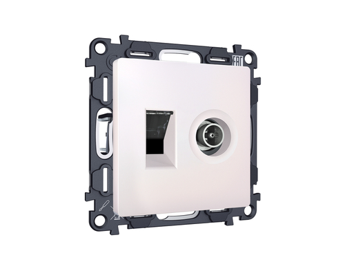 Купить MA212510 Комплект механизма розетки компьютерной + TV оконечной RJ-45 с автоматической защитной шторкой ALFA Жемчуг QUANT (AP2125, VM195)