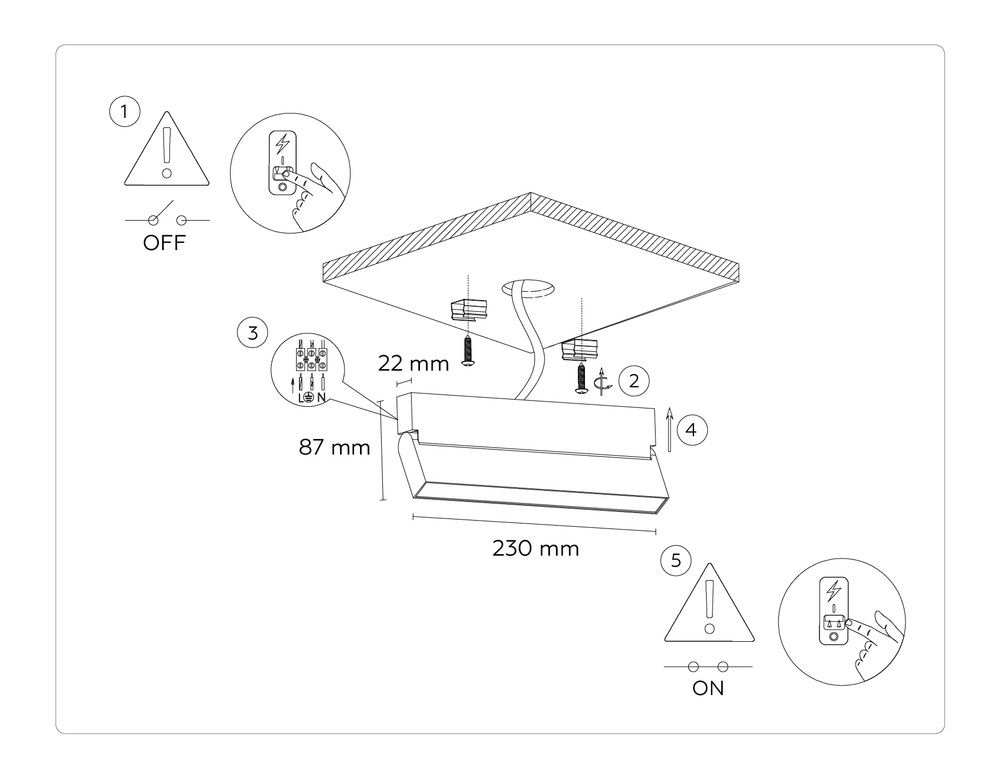 TA1821  BK черный LED 12W 4200K 230*22*87