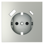 Накладка для розетки с заземлением и защитными шторками, с USB A+C, S70 (сталь)