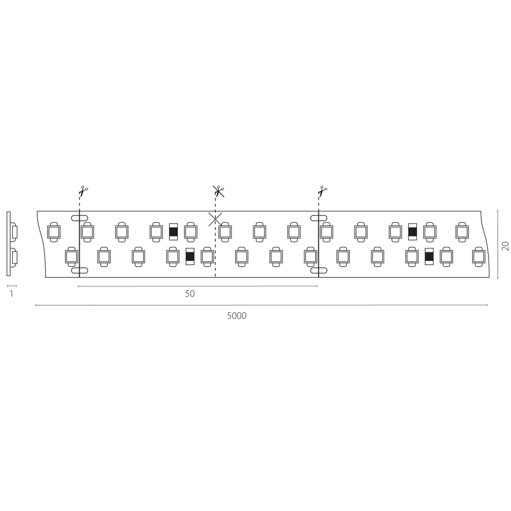 422003 Лента LIGHTSTAR LED 24V 30W 280leds/M 3000LM/M 3000K IP20 1шт = 5м