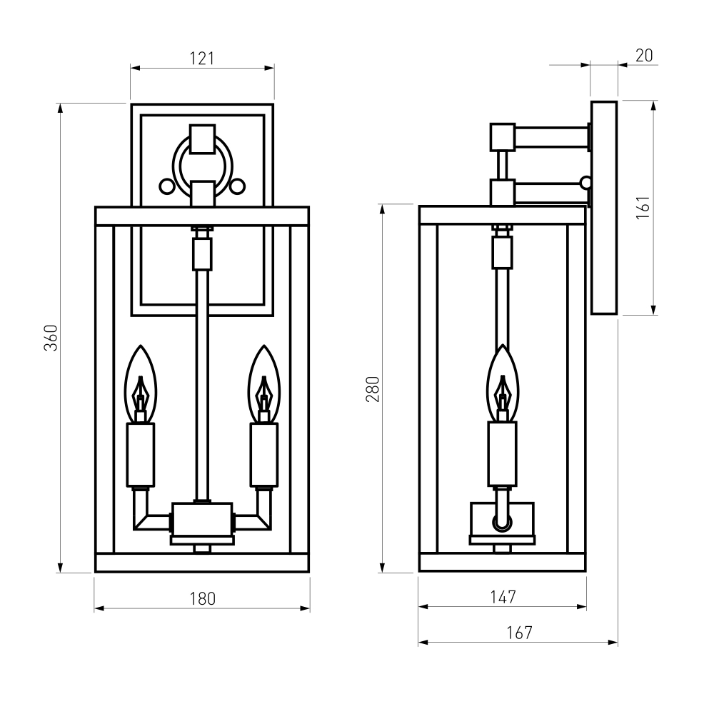 Уличный настенный светильник Candle D 35150/D черный