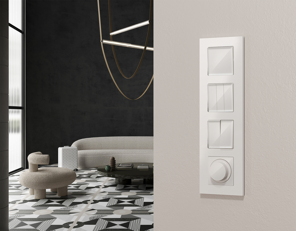 MA103020 Комплект механизма 2-кл проходного выключателя ALFA Белый глянец QUANT (AP1030, VM120)