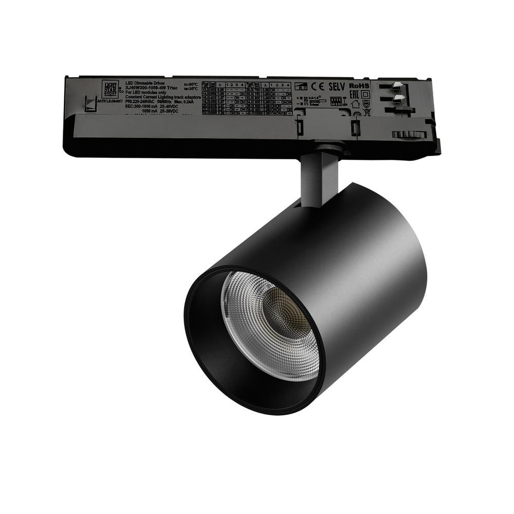 A5437TRIAC Светильник ALTA BASE для трековой системы Quattro с управлением TRIAC LED 35W 3176LM 24G ЧЕРНЫЙ 3000K с адаптером (215437 + 594057)