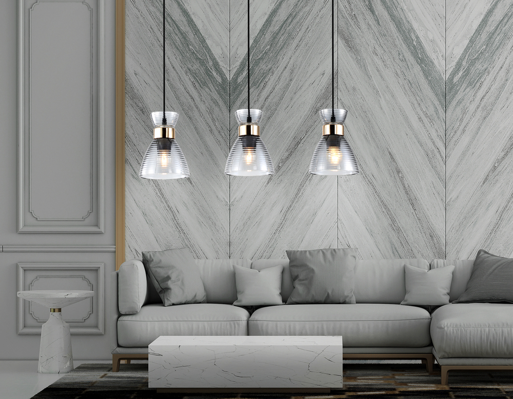 TR3407/3 BK/FGD/SM черный/золото/дымчатый E27/3 max 60W 550*135*1000